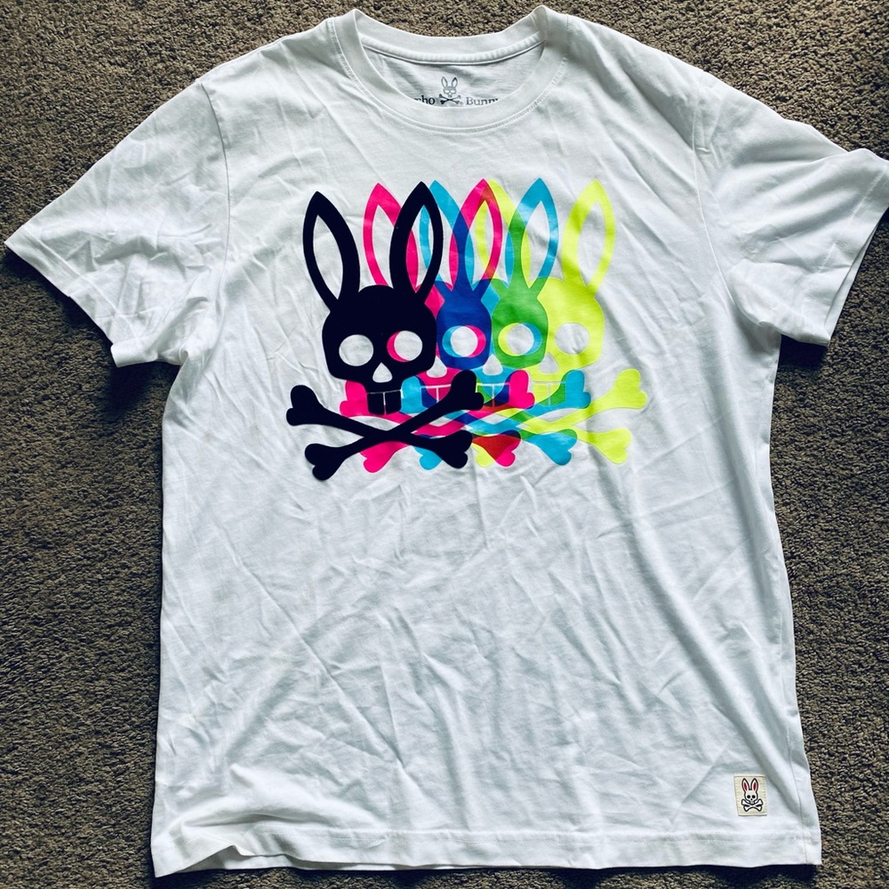 (EUC)- Psycho Bunny Brand Shirt WHITE/MULTI